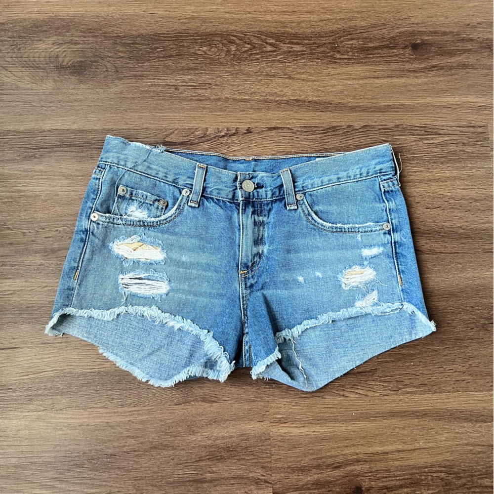 RAG & BONE Low Rise Ripped Denim Shorts (Size 25)